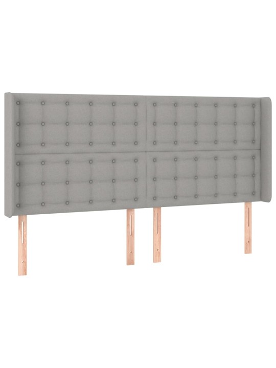 Gultas galvgalis ar led, 183x16x118/128 cm, gaiši pelēks audums