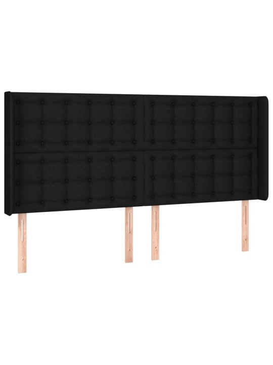 Gultas galvgalis ar led, 183x16x118/128 cm, melns audums