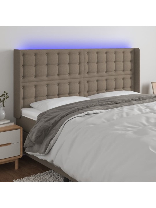 Gultas galvgalis ar led, 183x16x118/128 cm, pelēkbrūns audums