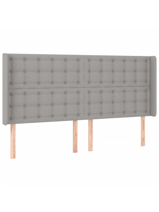 Gultas galvgalis ar led, 203x16x118/128 cm, gaiši pelēks audums