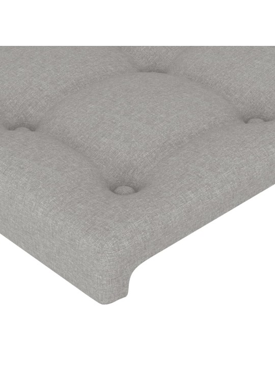 Gultas galvgalis ar led, 203x16x118/128 cm, gaiši pelēks audums