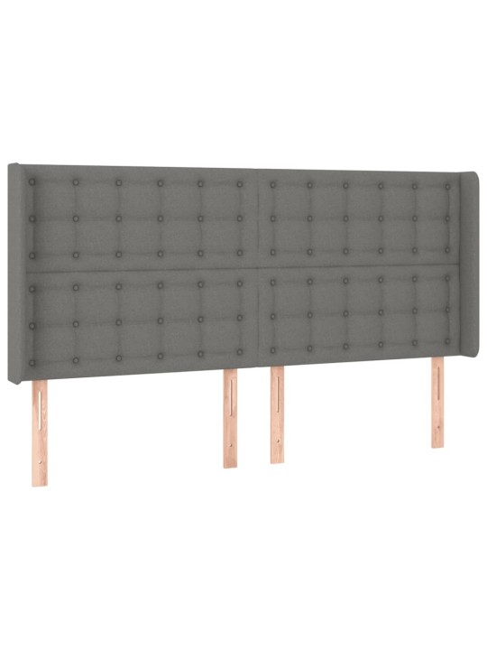 Gultas galvgalis ar led, 203x16x118/128 cm, tumši pelēks audums