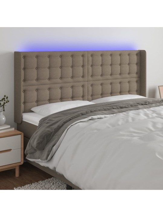 Gultas galvgalis ar led, 203x16x118/128 cm, pelēkbrūns audums