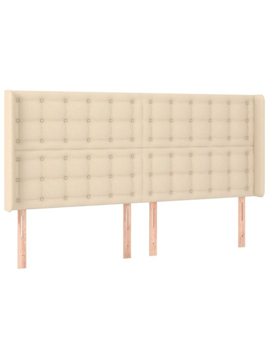 Gultas galvgalis ar led, 203x16x118/128 cm, krēmkrāsas audums