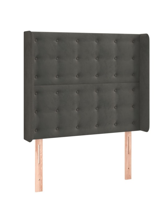 Gultas galvgalis ar led, 93x16x118/128 cm, tumši pelēks samts