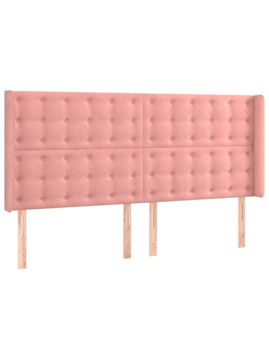 Gultas galvgalis ar led, 183x16x118/128 cm, rozā samts