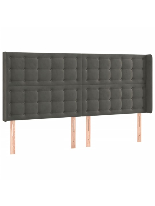 Gultas galvgalis ar led, 203x16x118/128 cm, tumši pelēks samts