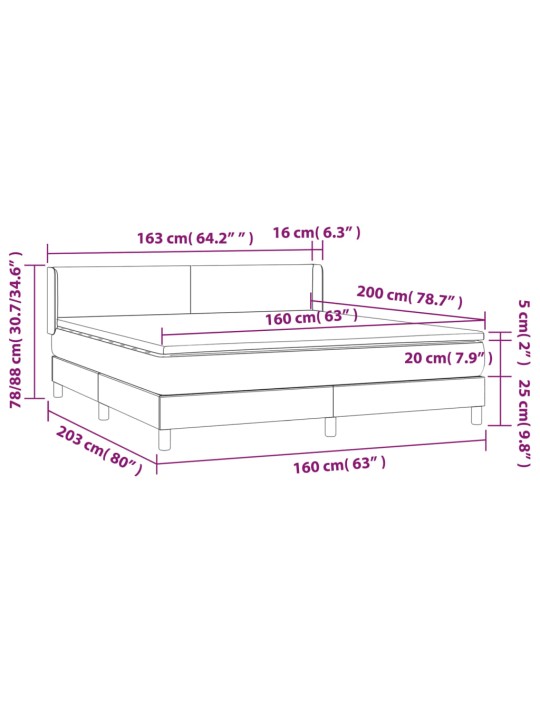 Kontinentālā gulta ar matraci, zils, 160x200 cm, audums