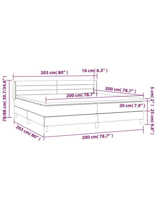 Kontinentālā gulta ar matraci, tumši pelēka audums, 200x200cm