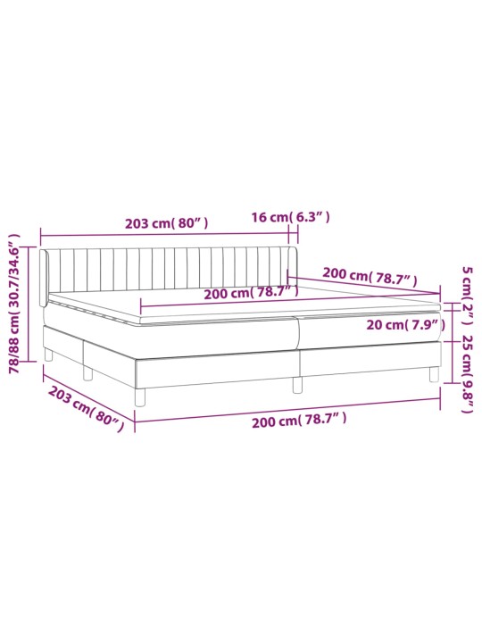 Kontinentālā gulta rāmis ar matraci, krēmkrāsas audums, 200x200 cm