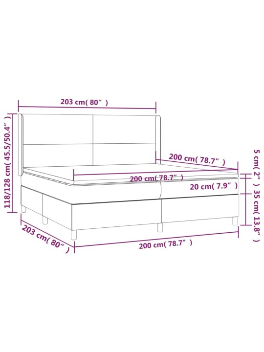 Kontinentālā gulta rāmis ar matraci, krēmkrāsas audums, 200x200 cm