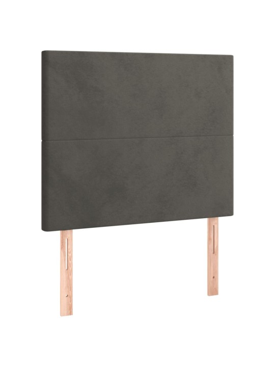 Kontinentālā gulta ar matraci, tumši pelēka samts, 80x200 cm