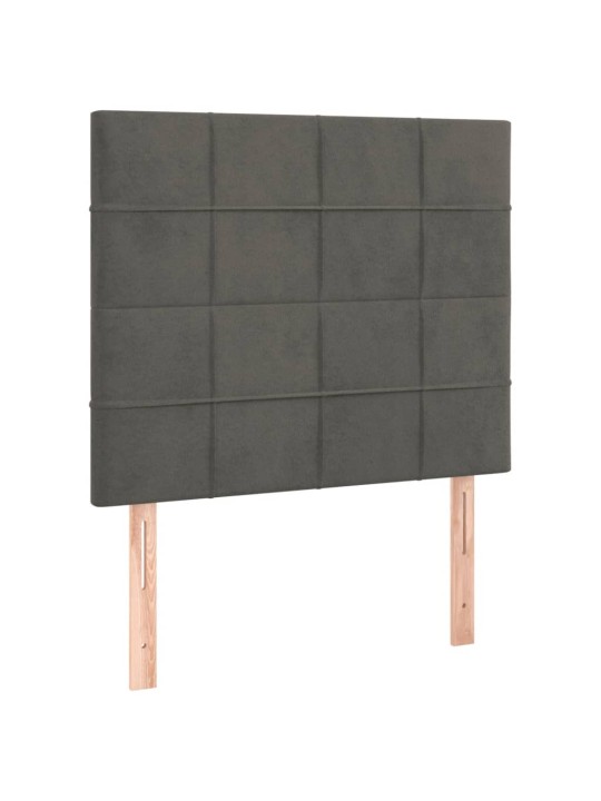 Kontinentālā gulta ar matraci, tumši pelēka samts, 80x200 cm