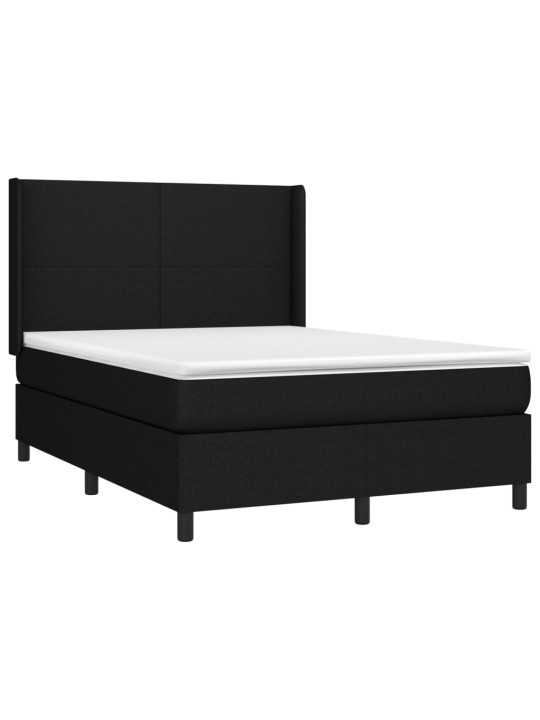 Atsperu gulta ar matraci, led, melns audums, 140x190 cm
