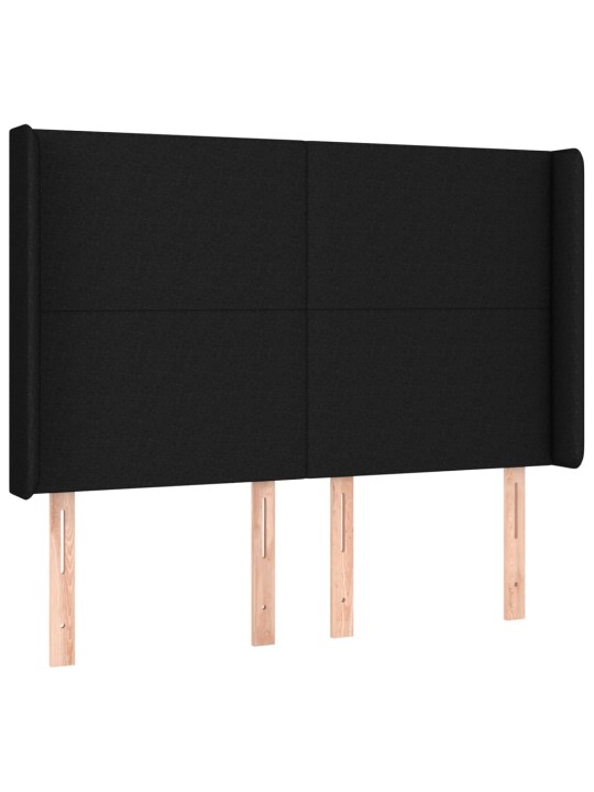 Atsperu gulta ar matraci, led, melns audums, 140x190 cm