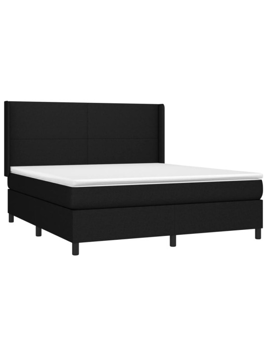 Atsperu gulta ar matraci, led, melns audums, 160x200 cm