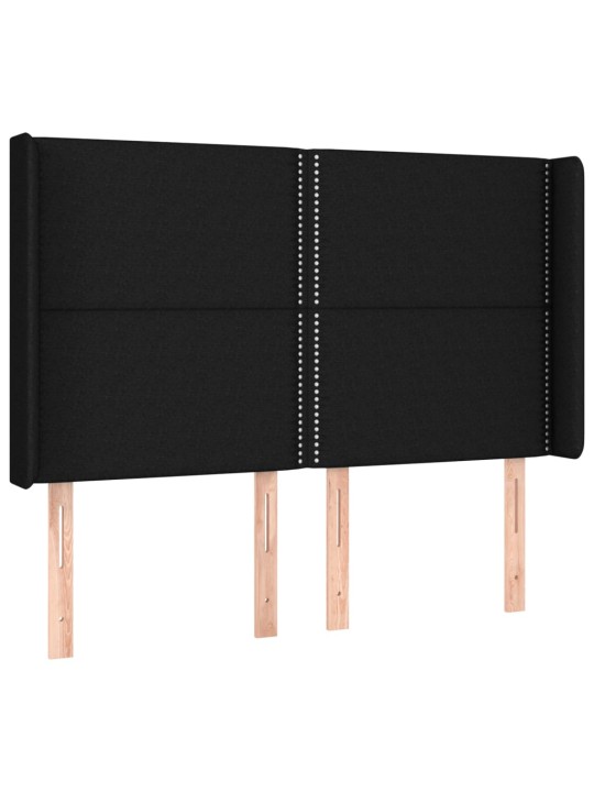 Atsperu gulta ar matraci, led, melns audums, 140x190 cm