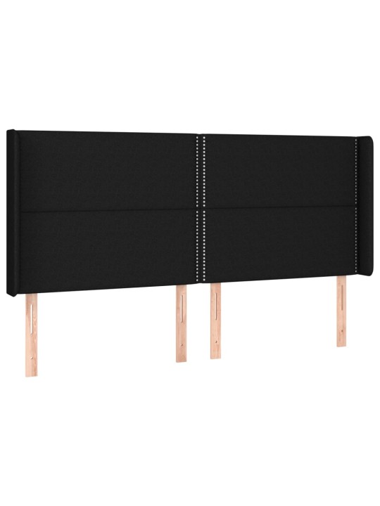 Atsperu gulta ar matraci, led, melns audums, 160x200 cm