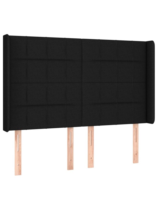 Atsperu gulta ar matraci, led, melns audums, 140x200 cm