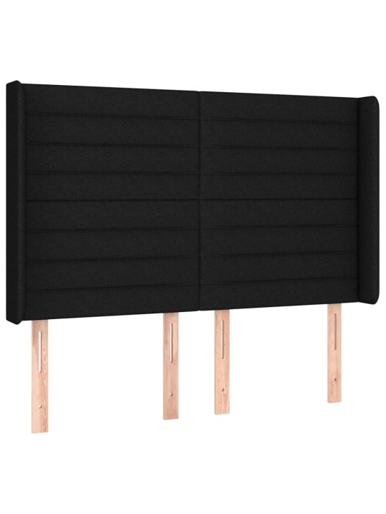 Atsperu gulta ar matraci, led, melns audums, 140x190 cm