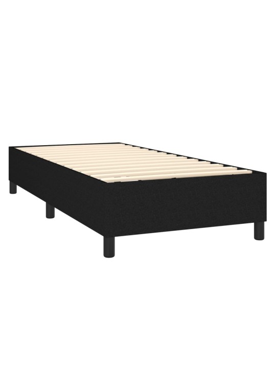 Atsperu gulta ar matraci, led, melns audums, 100x200 cm