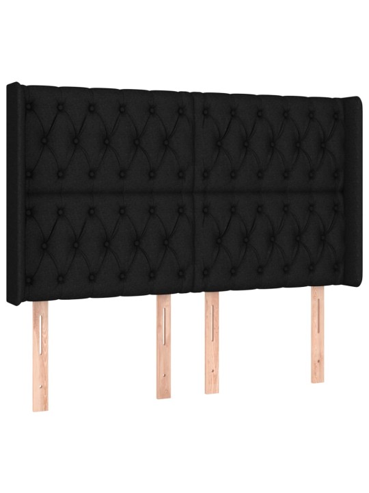 Atsperu gulta ar matraci, led, melns audums, 140x190 cm