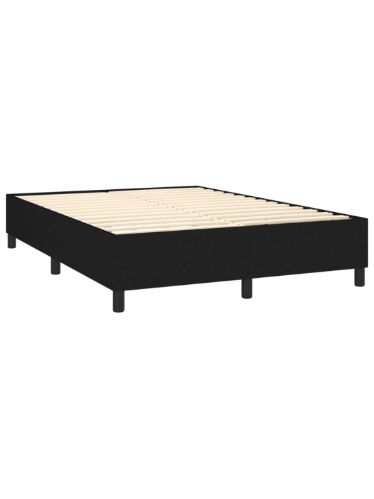 Atsperu gulta ar matraci, led, melns audums, 140x190 cm