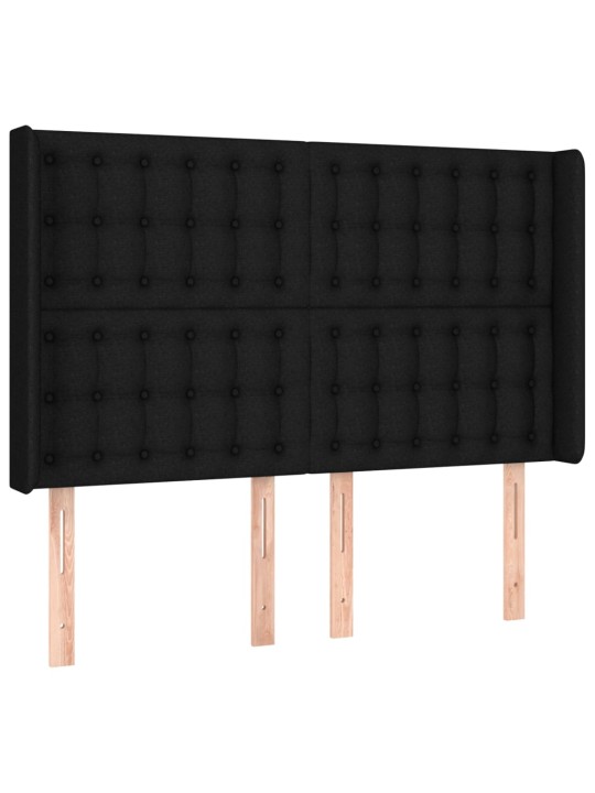 Atsperu gulta ar matraci, led, melns audums, 140x190 cm
