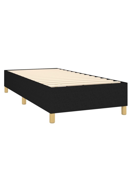 Atsperu gulta ar matraci, led, melns audums, 100x200 cm