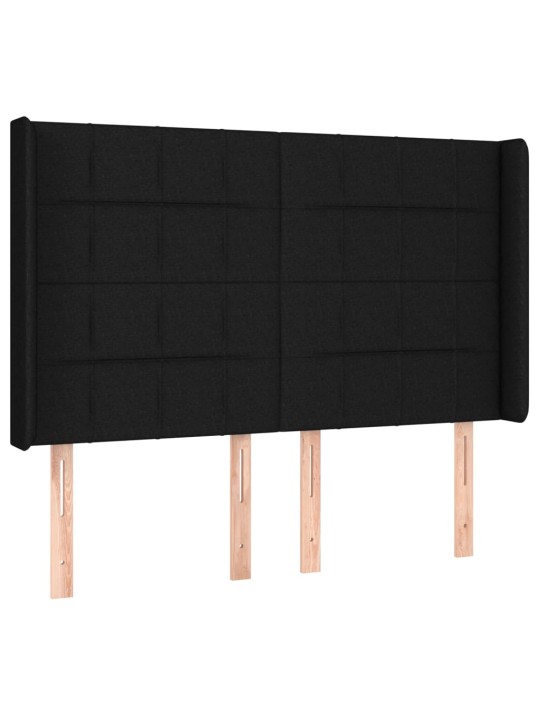 Atsperu gulta ar matraci, led, melns audums, 140x200 cm