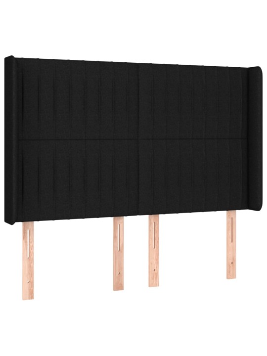 Atsperu gulta ar matraci, led, melns audums, 140x200 cm