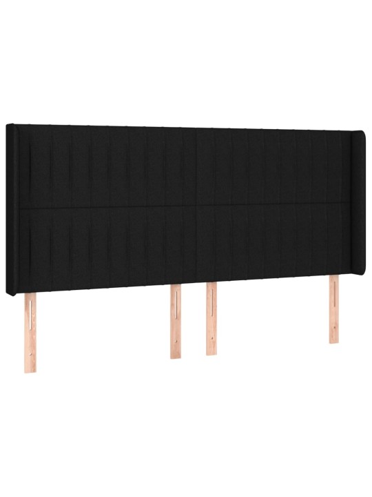 Atsperu gulta ar matraci, led, melns audums, 180x200 cm