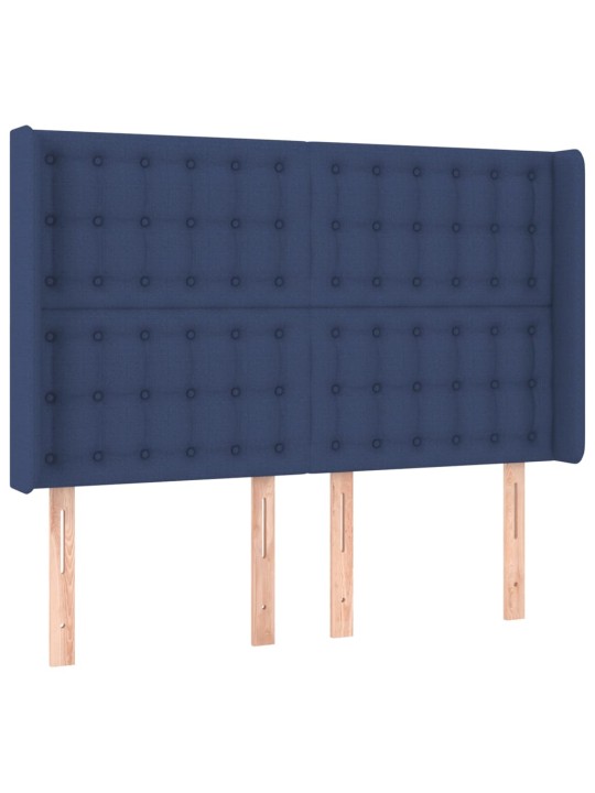 Atsperu gulta ar matraci, LED, zils audums, 140x190 cm