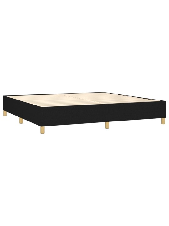 Atsperu gulta ar matraci, LED, melns audums, 200x200 cm