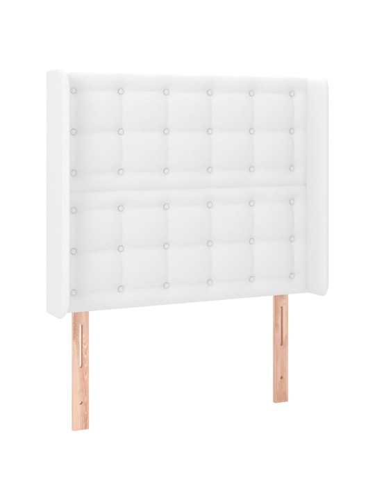 Atsperu gulta ar matraci, led, balta, 90x200 cm, mākslīgā āda