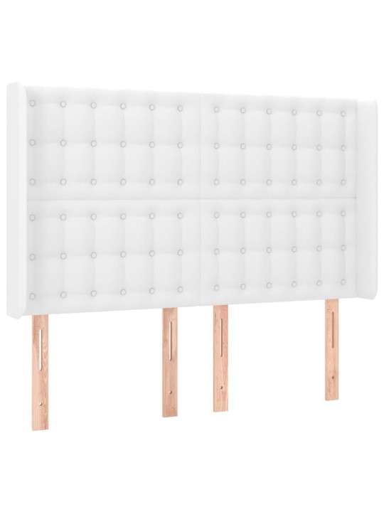 Atsperu gulta ar matraci, led, balta, 140x190 cm, mākslīgā āda