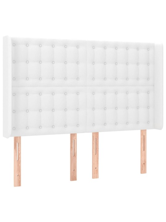 Atsperu gulta ar matraci, led, balta, 140x200 cm, mākslīgā āda