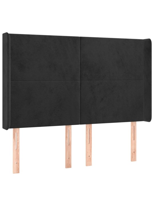 Atsperu gulta ar matraci, LED, melns samts, 140x190 cm