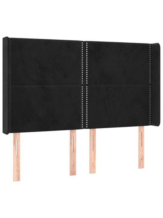 Atsperu gulta ar matraci, LED, melns samts, 140x190 cm