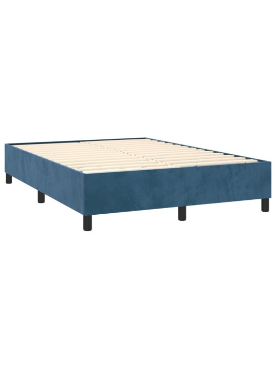 Kontinentālā gulta ar matraci, LED, tumši zils samts, 140x190 cm