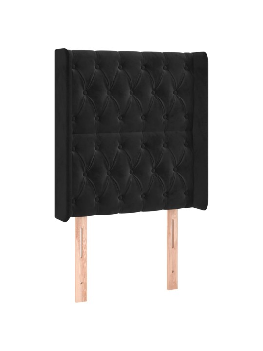 Atsperu gulta ar matraci, LED, melns samts, 80x200 cm