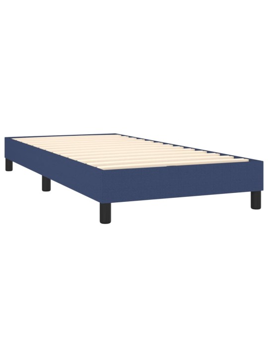 Atsperu gulta ar matraci, LED, zils audums, 90x200 cm