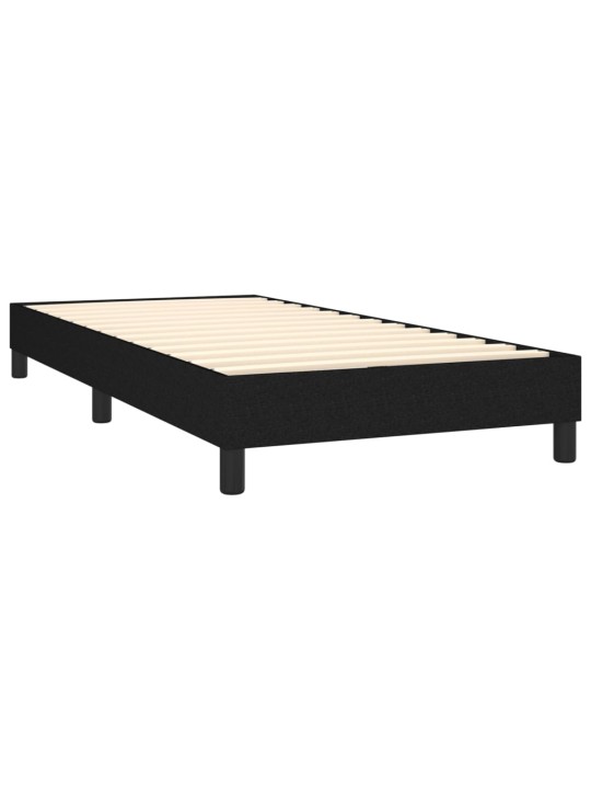 Atsperu gulta ar matraci, led, melns audums, 100x200 cm