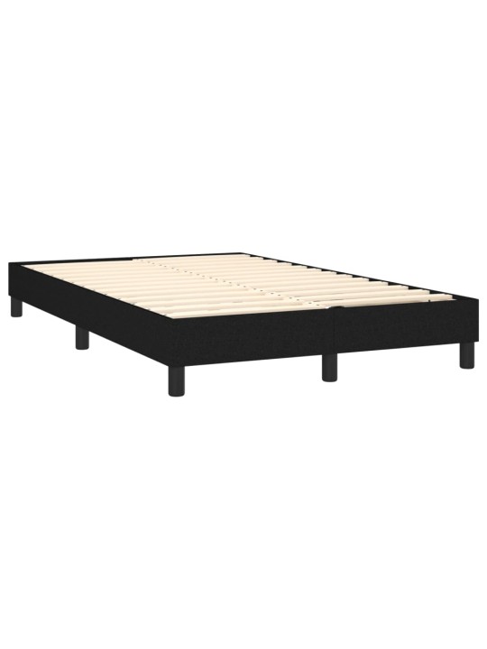Atsperu gulta ar matraci, led, melns audums, 120x200 cm