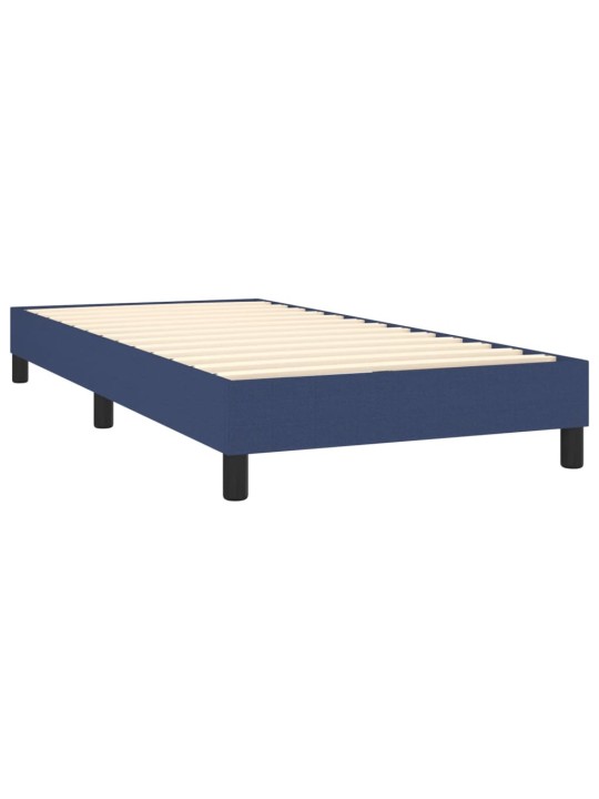 Atsperu gulta ar matraci, LED, zils audums, 90x200 cm