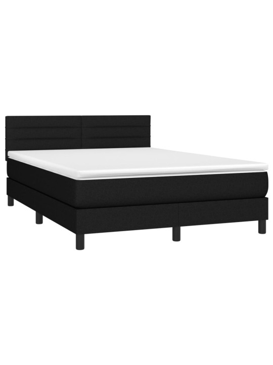 Atsperu gulta ar matraci, led, melns audums, 140x190 cm