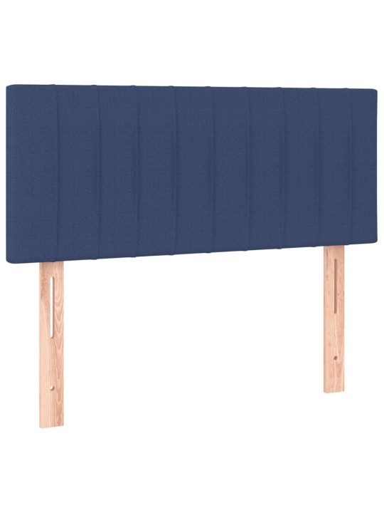 Atsperu gulta ar matraci, LED, zils audums, 90x200 cm
