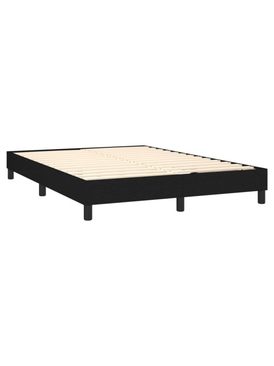 Atsperu gulta ar matraci, led, melns audums, 140x190 cm
