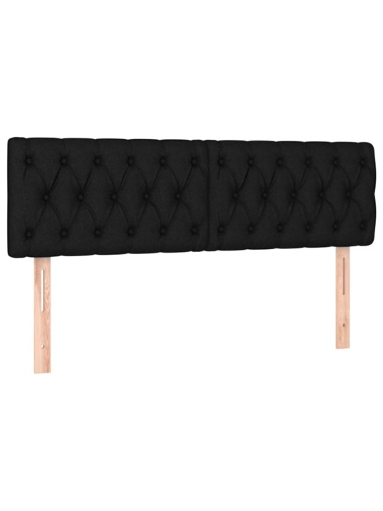 Atsperu gulta ar matraci, led, melns audums, 140x190 cm