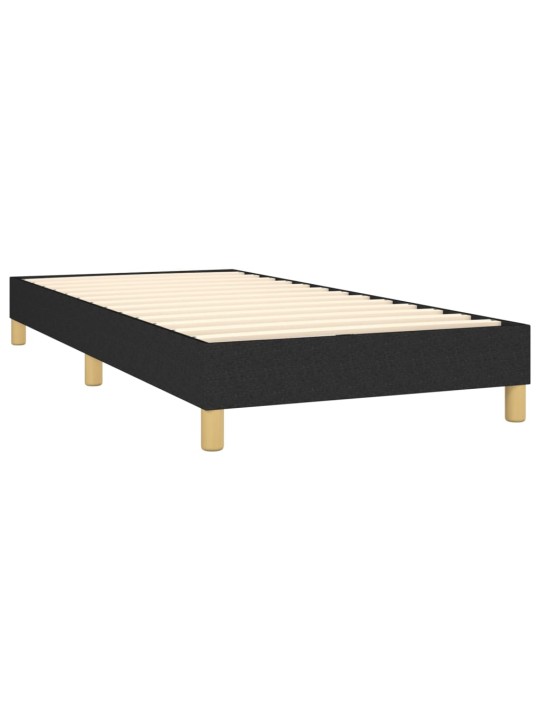Atsperu gulta ar matraci, led, melns audums, 100x200 cm